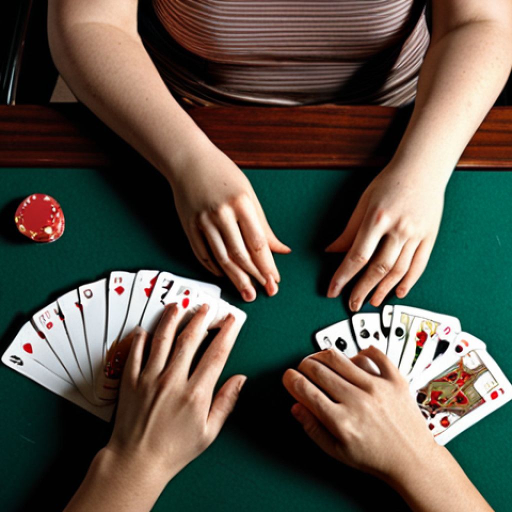 ** A person looking stressed and overwhelmed, sitting at a table covered in gambling paraphernalia (cards, dice, chips). Emphasize feelings of anxiety, isolation, and desperation. Dark, muted color palette. Add text overlay: "Gambling Addiction: Understanding the Causes."

2.  **