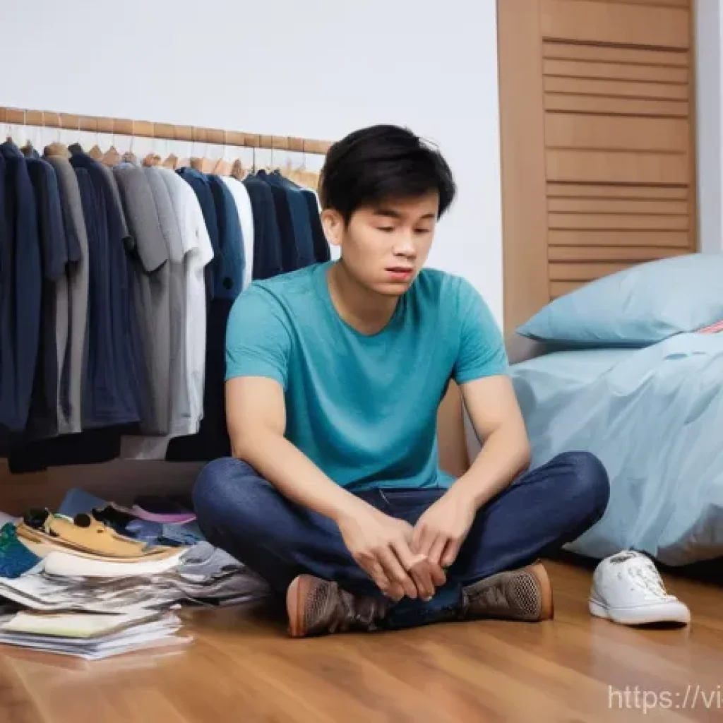 쇼핑 중독 회복 사례 - The Overwhelmed Shopper's Dilemma**
A young adult, perhaps in their late 20s to early 30s, sits on t...