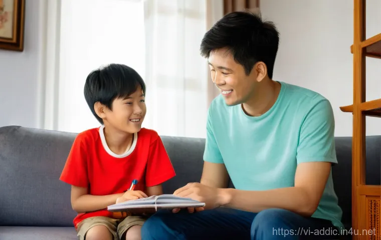 게임 중독 회복 치료사 - **Prompt 1: Rediscovering a creative hobby with family support**
    "A heartwarming scene depicting...