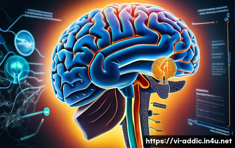 니코틴 의존증 치료 - A detailed illustration of the human brain highlighting the central nervous system regions affected ...